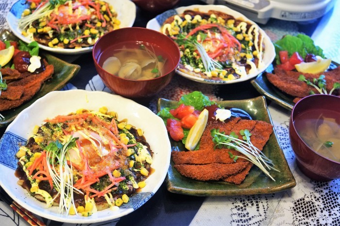 Gw3日目の朝ご飯 我が家特製お好み焼き 娘夫婦からフィッシュカツ アサリと姫皮のお吸い物 料理と趣味の部屋