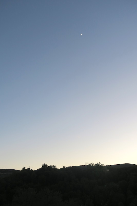 久しぶりに晴れた夕空と白い月_f0234936_6291728.jpg