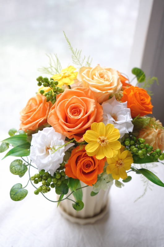 お供え用に。明るいオレンジのお花で！_a0136507_21522681.jpg