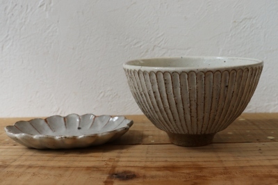 陶芸作家　山田雅子さんの鎬楕円皿２枚セット　未使用 陶芸作家山田雅子さんの鎬楕円皿2枚セット未使用