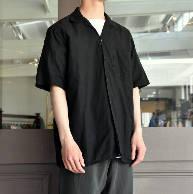 COMOLI 19ss ベタシャンオープンカラーシャツ ブラック 1 - シャツ