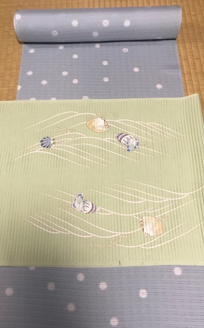 葵祭・関東からのお客様・今月仕入れの貝の染帯。_f0181251_19292168.jpg