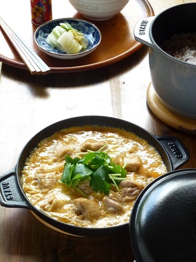 ストウブでふわとろ親子丼「つまんでご卵」使用_d0319943_08024016.jpg