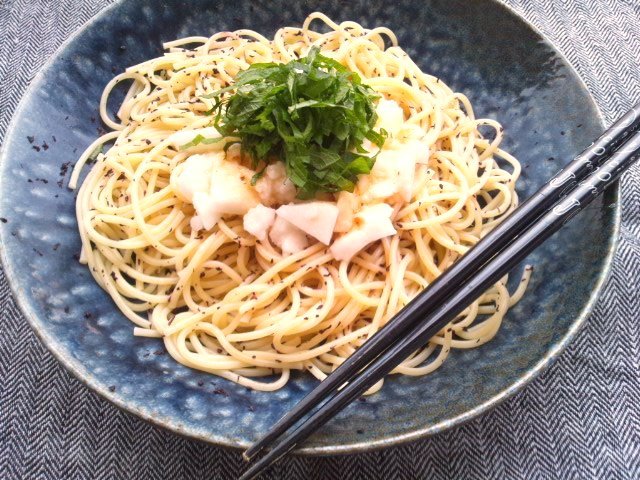 長芋 シソゆかり 塩昆布のパスタ Minha Praia 長芋 シソゆかり 塩昆布のパスタ Minha Praia