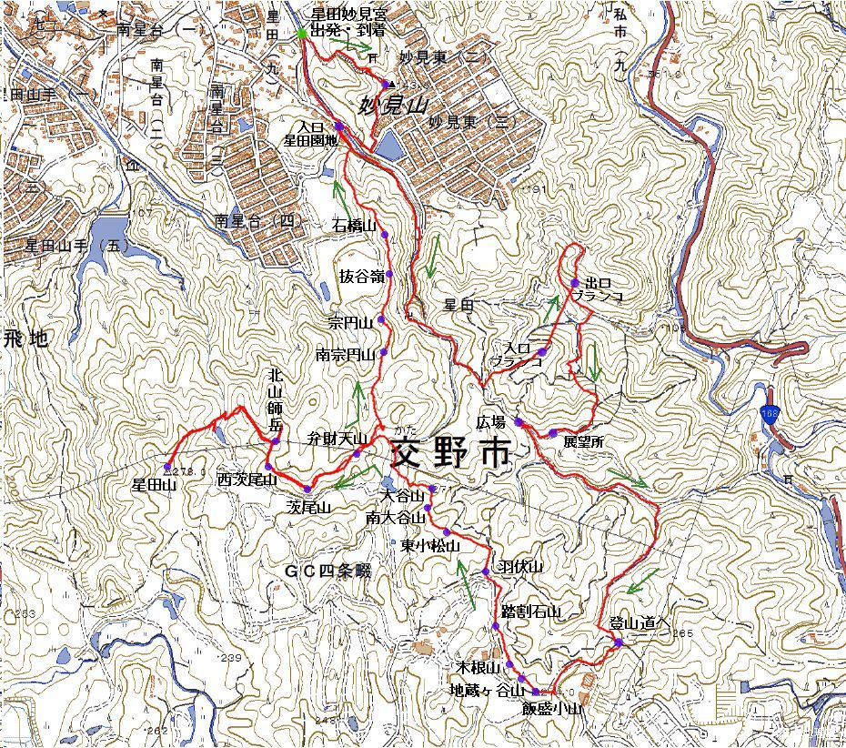 星のブランコ と星田山 休日の山登り 星のブランコ と星田山 休日の山登り
