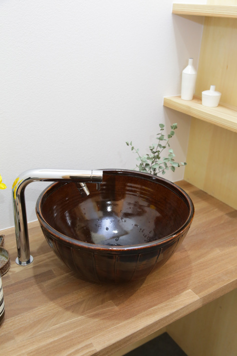 益子焼の手洗い洗面ボウル〔トイレ等に設置可〕 益子焼の手洗い洗面ボウル〔トイレ等に設置可〕
