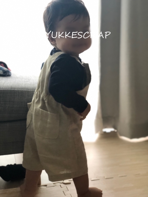ベビーサロペット　～若さまが着てくれましたよ～_d0348118_09123462.jpg