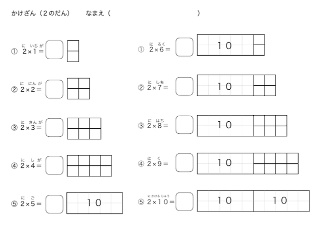 九九 練習 プリント なんとなくわかる授業研究所