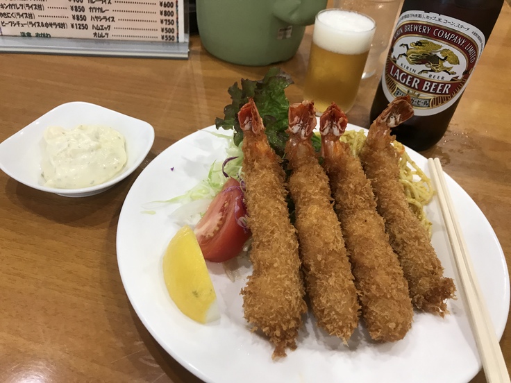海老フライとビール♪@洋食おがわ_c0212604_122275.jpg