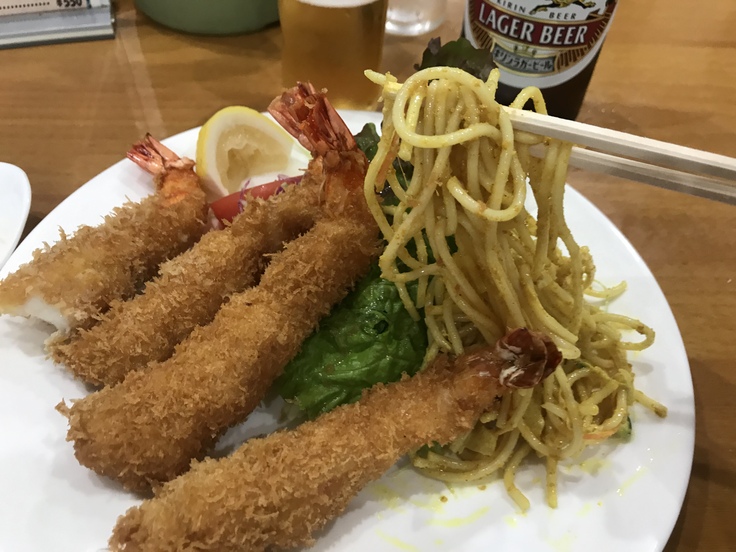 海老フライとビール♪@洋食おがわ_c0212604_12261640.jpg