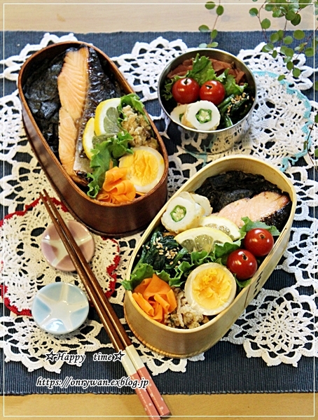 サーモンヨーグルト味噌漬け焼きのり弁当とパン焼き♪_f0348032_16171857.jpg