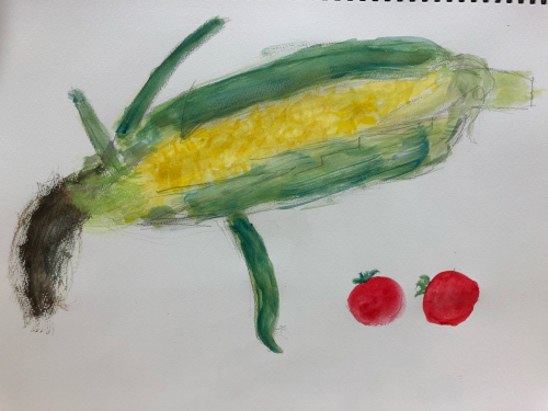 7 14 子供アート教室 トウモロコシを描こう Miwa Watercolor Garden