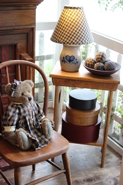 ネイビーチェックのドレスのBoyds Bear_f0161543_1623582.jpg