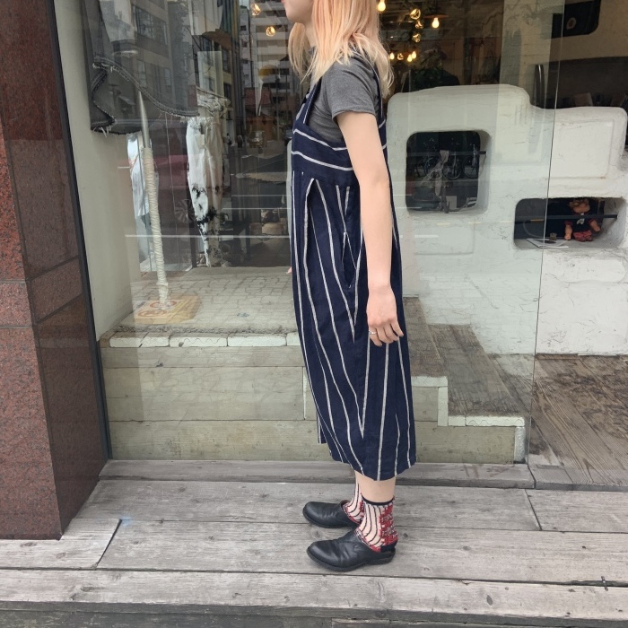 【KAPITAL 】ペンシルトンボン　サロペット　リネン　フィリーズストライプ KAPITAL 】ペンシルトンボン サロペット リネン フィリーズ
