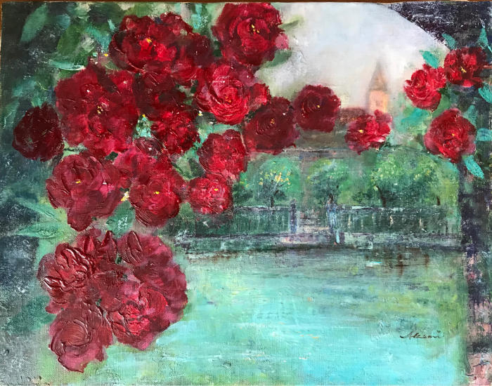 薔薇のある風景 夏目明美作品集 油絵 水彩画