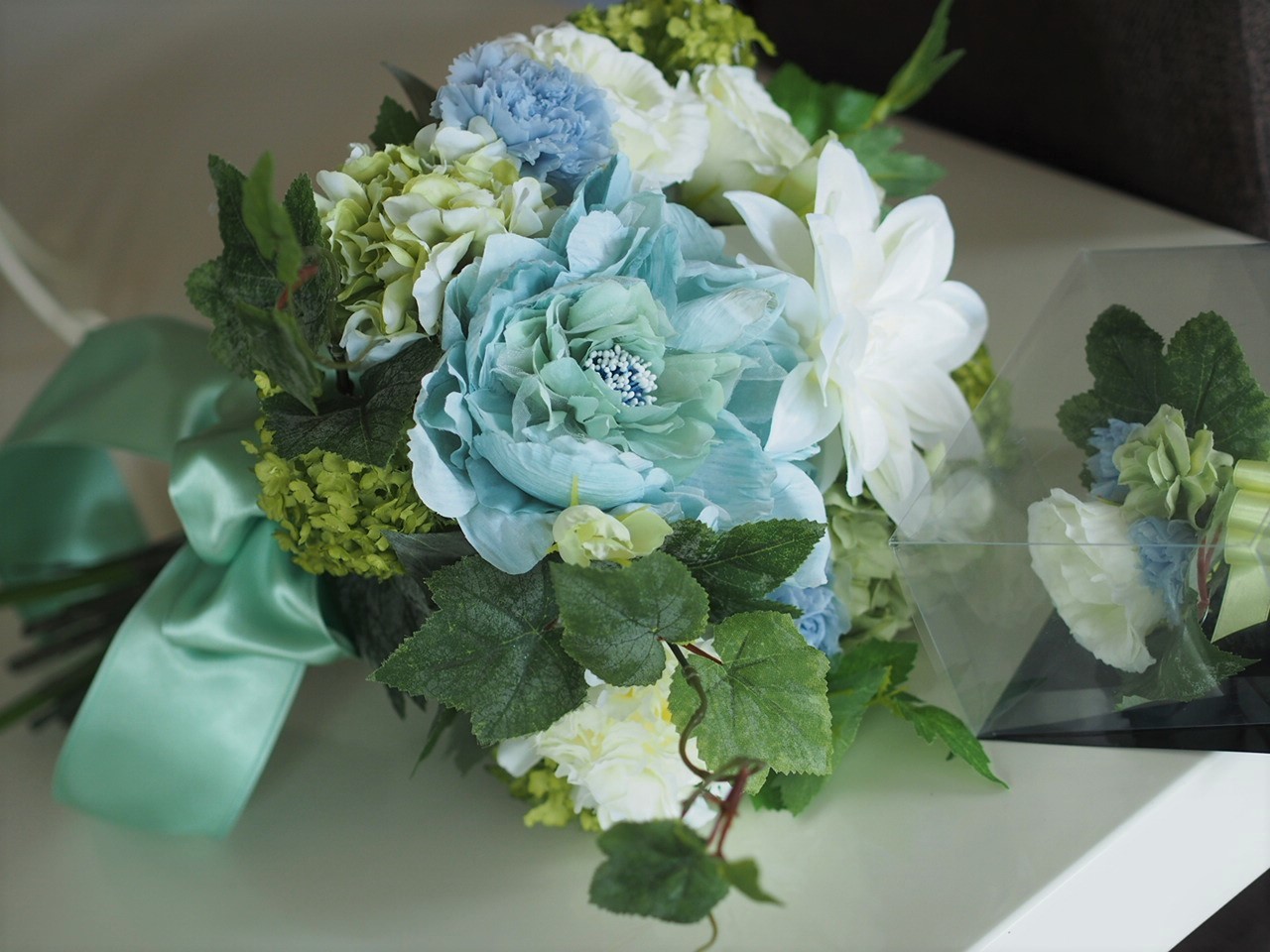 クラッチブーケ【Green&Blue】_d0144095_13344255.jpg