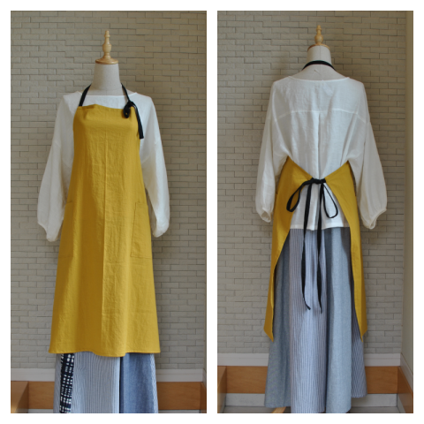 ハーフリネンホワイトエプロン ブラック紐 新品未使用 fog linen work リネンフルエプロン（ホワイト） | Shinc lab
