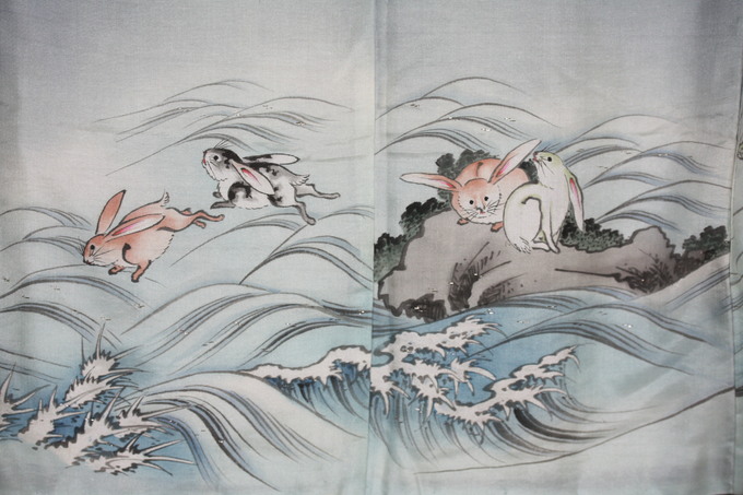 古布　木綿　ウサギ　子供着物　Japanese Antiqeu Textile Child kimono Rabbit_c0325097_1124313.jpg