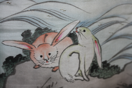 古布　木綿　ウサギ　子供着物　Japanese Antiqeu Textile Child kimono Rabbit_c0325097_11375555.jpg