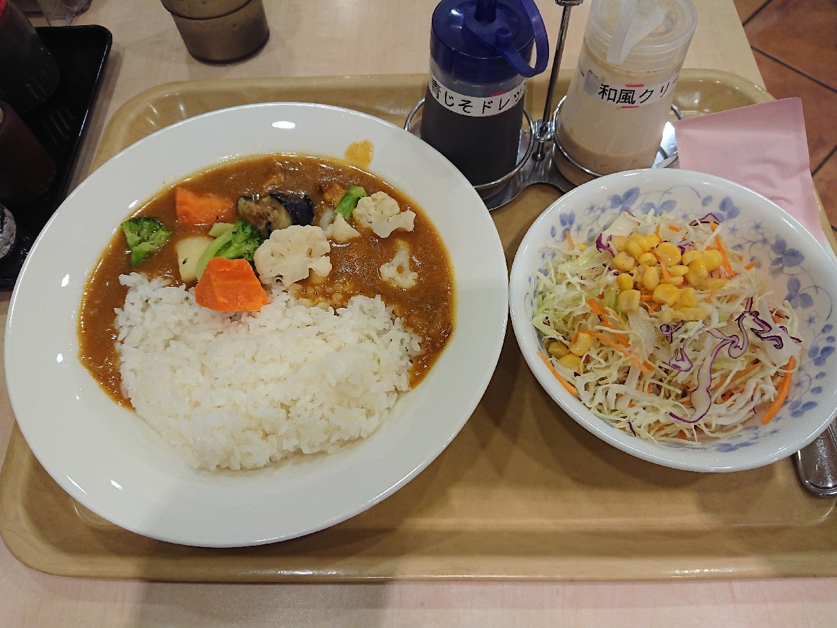 7/29  カレーショップC&C京王高幡SC店  5品目のゴロゴロ温野菜カレー中辛カレーソース増量 & サラダ_b0042308_19295279.jpg