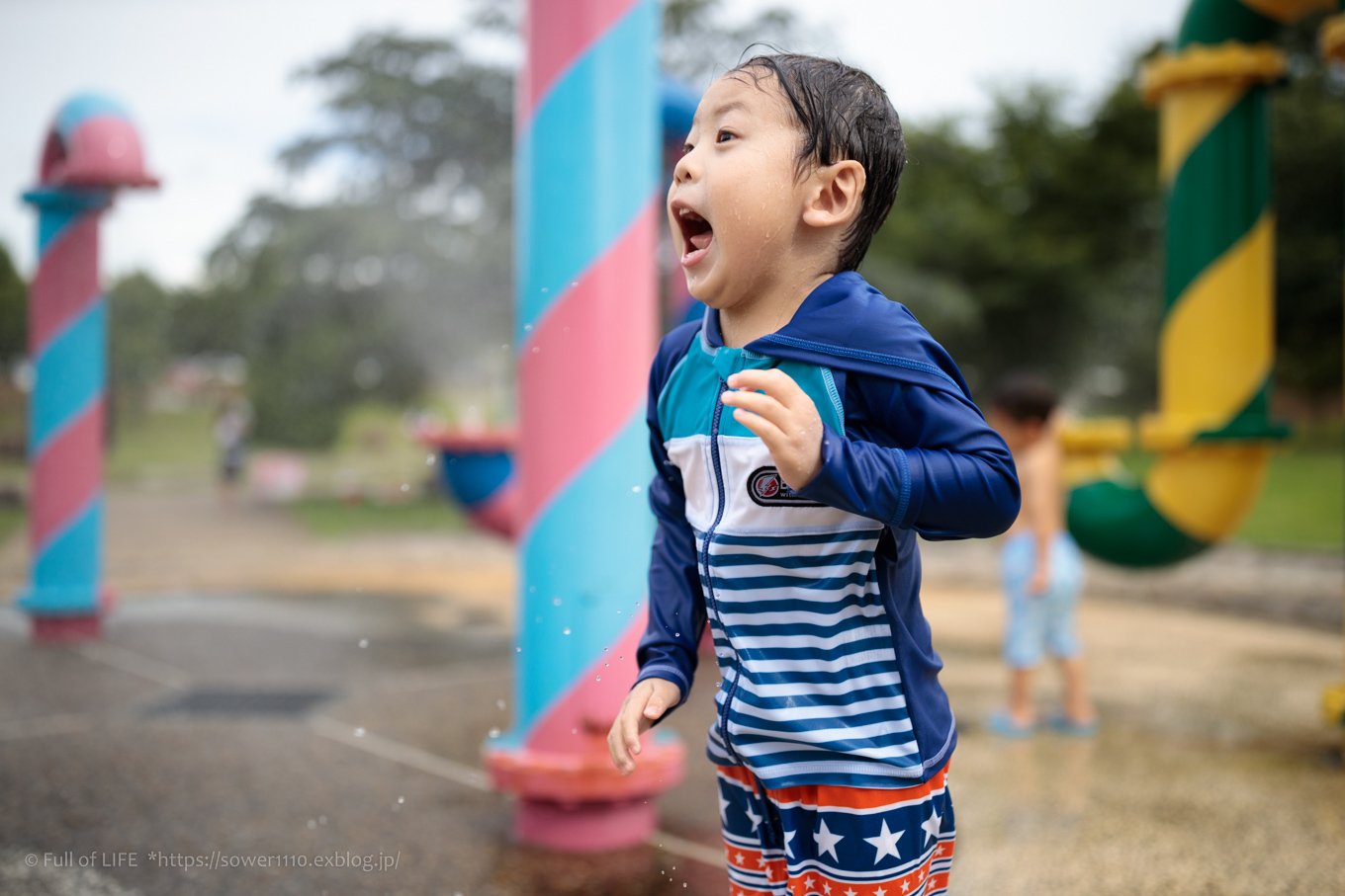令和元年夏休み ちびっ子兄弟の水遊び!!「福岡堰さくら公園」_c0369219_14343500.jpg