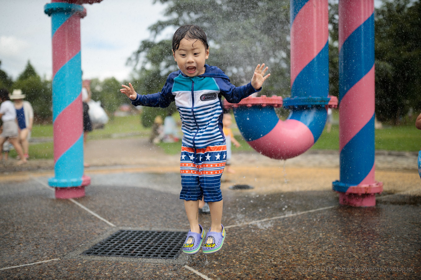 令和元年夏休み ちびっ子兄弟の水遊び!!「福岡堰さくら公園」_c0369219_14374897.jpg