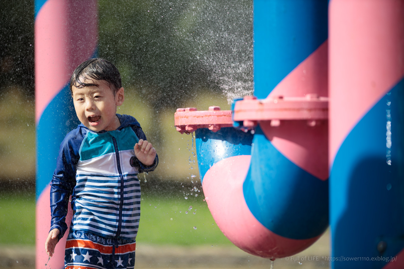 令和元年夏休み ちびっ子兄弟の水遊び!!「福岡堰さくら公園」_c0369219_15432406.jpg
