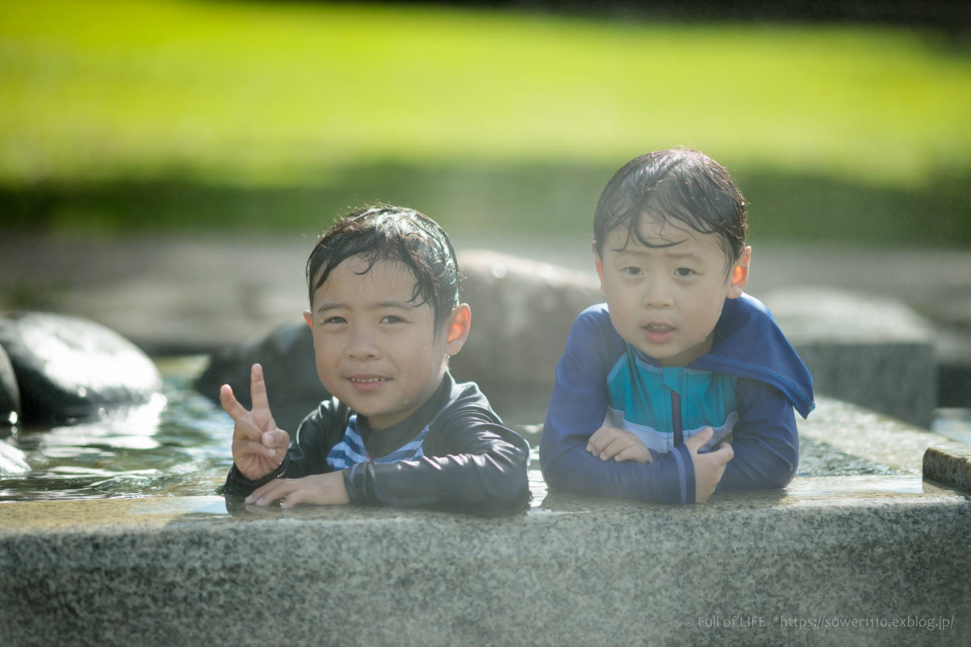 令和元年夏休み ちびっ子兄弟の水遊び!!「福岡堰さくら公園」_c0369219_15482496.jpg