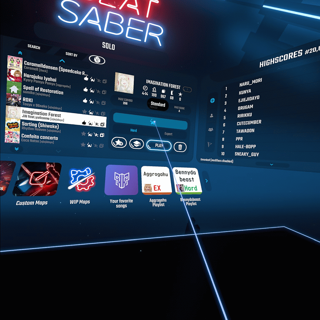 Beat Saber 有名プレイリスト導入 7 31 体重と今日食べたもの