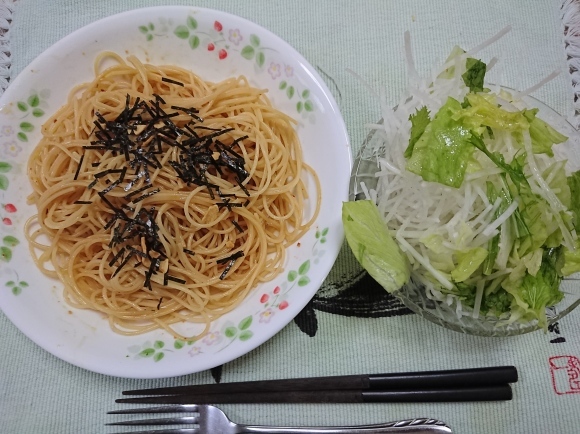 8/1 糖質OFFパスタ で ガリバタ醤油スパゲティ & 大根と水菜のサラダ @自宅_b0042308_09034617.jpg