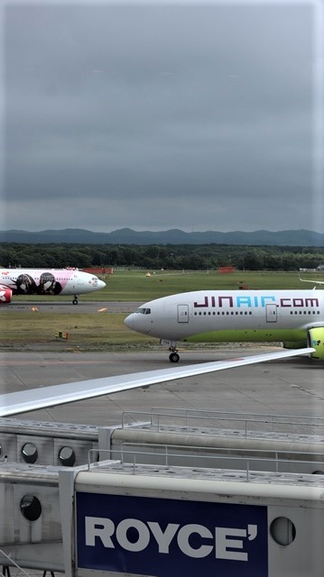 藤田八束の鉄道写真@札幌空港で離発着する飛行機、札幌空港からの貨物列車の写真、楽しい飛行機たちが勢ぞろいした札幌空港_d0181492_22462231.jpg