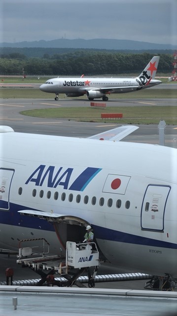 藤田八束の鉄道写真@札幌空港で離発着する飛行機、札幌空港からの貨物列車の写真、楽しい飛行機たちが勢ぞろいした札幌空港_d0181492_22475277.jpg