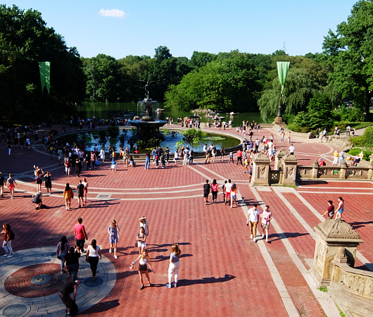 セントラルパークのベセスダ・テラス（Bethesda Terrace）から見下ろす噴水広場と湖_b0007805_05242170.jpg