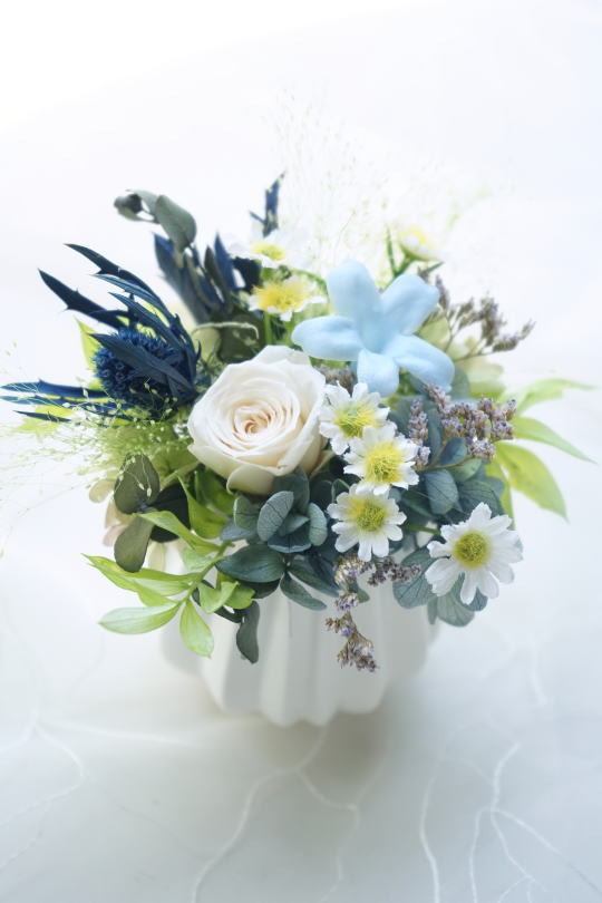 ブルーのクラッチブーケ&花冠_a0136507_22330790.jpg