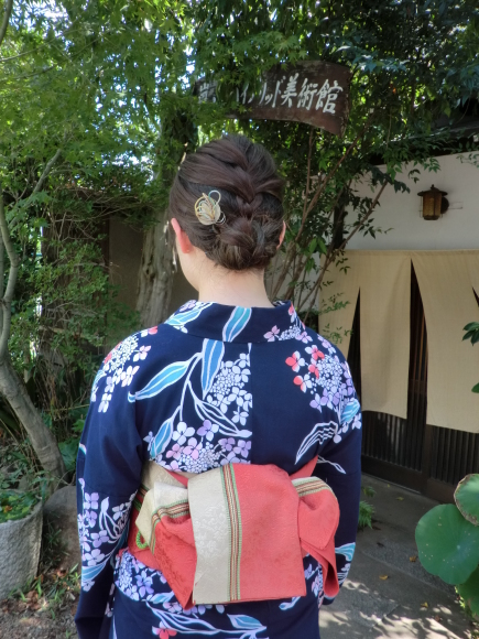 レトロな浴衣の後ろ姿 京都嵐山 着物レンタル 遊月 徒然日記