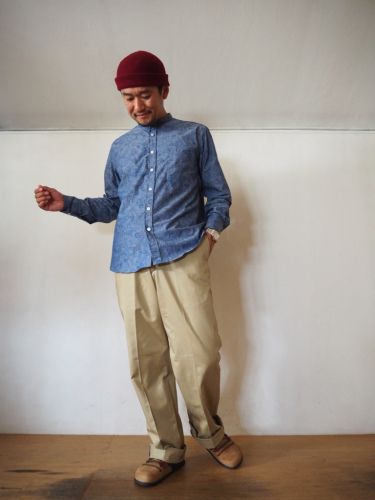 男気上がる BAND collar shirts_e0357389_15110585.jpg