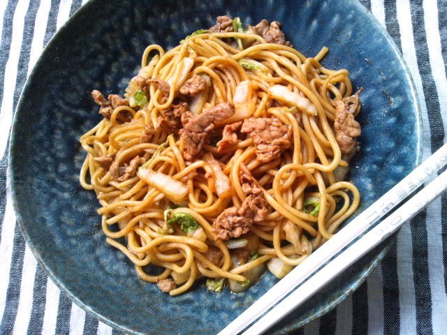レンジで 白菜の焼きそば Minha Praia