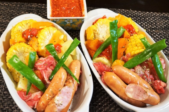 ■レンチンだけで作るモニター料理【シャウエッセン×牛肉×野菜でエスニック風おつまみ】_b0033423_19042980.jpg