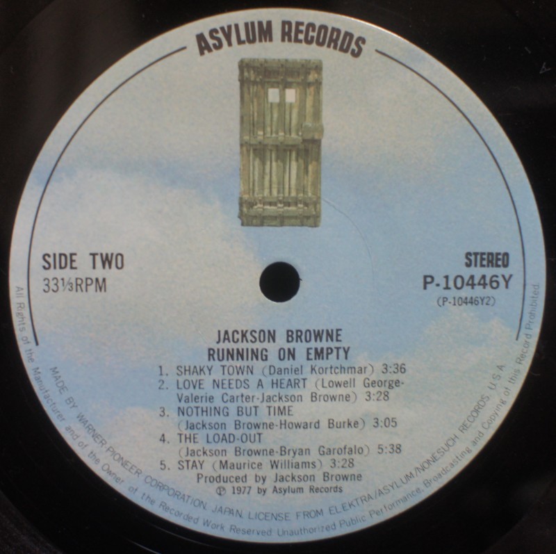 Jackson Browne その5 Running On Empty : アナログレコード巡礼の旅