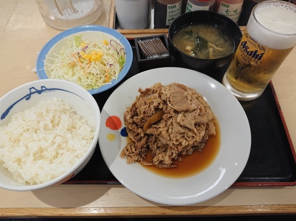 9/2夜勤明け お肉どっさりグルメセットごはん並盛 & 生ビール 2杯 @松屋_b0042308_18250260.jpg