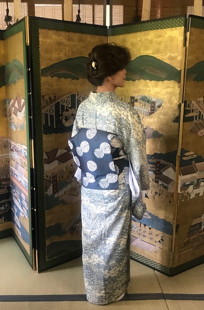 ランチ会・夏小紋にまいづる夏名古屋帯・9月の単衣にも。_f0181251_16102572.jpg