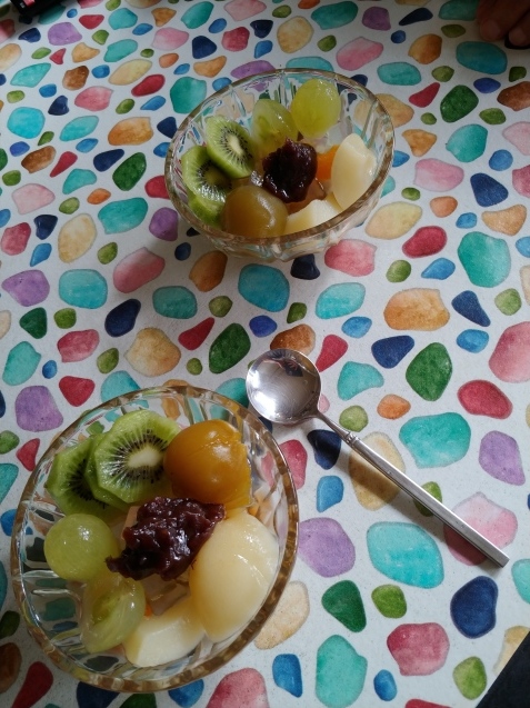 フルーツみつ豆食べていざ病院へ_c0162773_13121265.jpg