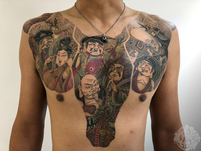 七福神大麻酒宴之図 彩躯術三十六房 Chamber36tattoostudio 七福神大麻酒宴之図 彩躯術三十六房 Chamber36tattoostudio