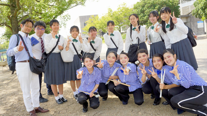 岩国総合高校吹奏楽部の皆さんが岡山に Sanyo Bandの素顔