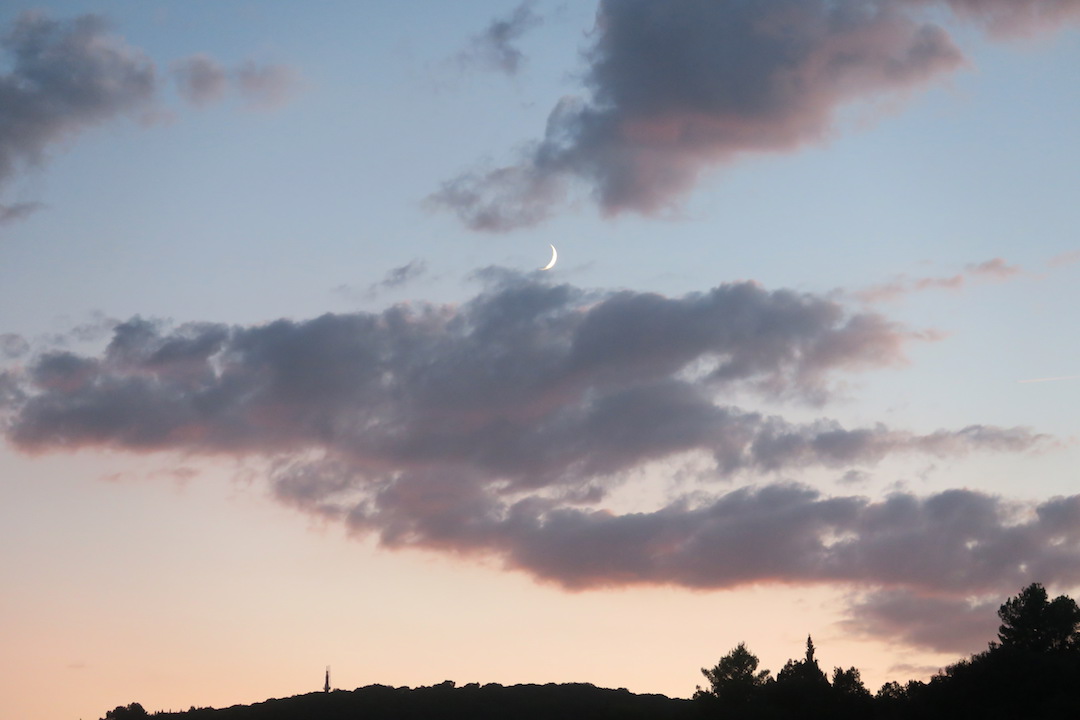 湖の夕雲と猫と白い月、トラジメーノ湖_f0234936_545975.jpg