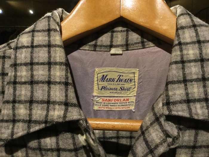 50's Mark Twain wool open collar shirt (mint condition) : BUTTON