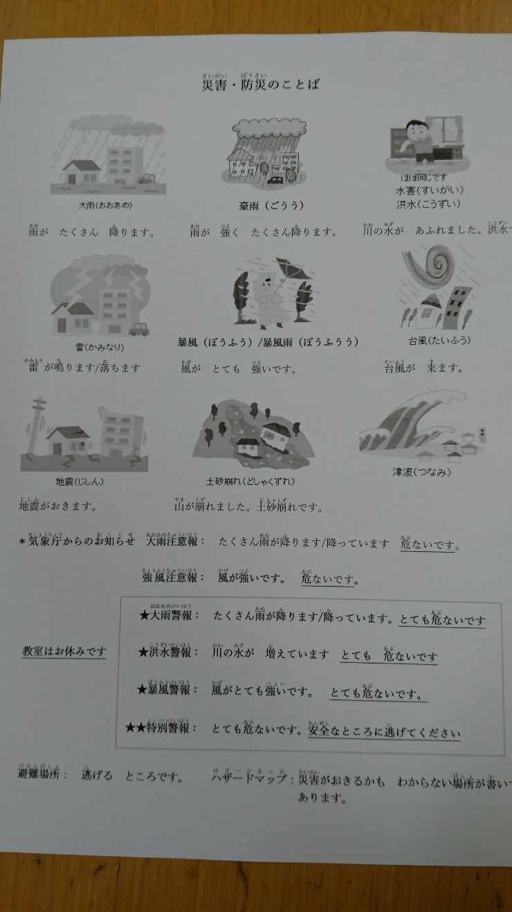 防災についてみんなで学びました! 火曜日朝教室_e0175020_09201578.jpg