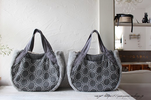 サークル刺繍のウールとファーのお月見ラウンドトート♪_f0023333_21412056.jpg