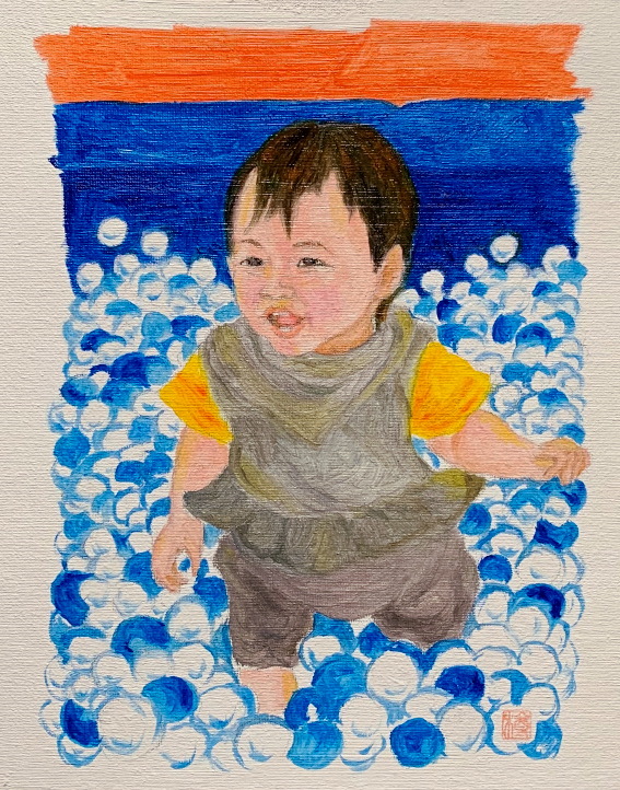 作品 ボールプールの孫娘 画家 棚倉 樽のアートギャラリー 作品 ボールプールの孫娘 画家 棚倉 樽のアートギャラリー