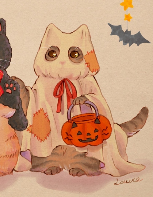みんなでハロウィンパーティーへ♪ーLauraのイラスト_d0025294_18191208.jpg